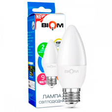 Светодиодная лампа BIOM BT-588 С37 9W E27 4500K (Свеча)