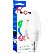Светодиодная лампа BIOM BT-550 C37 4W E14 4500K (Свеча)