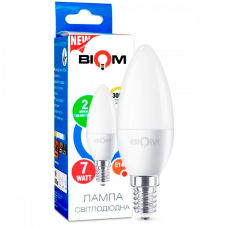 Светодиодная лампа BIOM BT-569 C37 7W E14 3000K (Свеча)